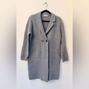 Madewell Double-Breasted Gray Merino Wool Blend Sweater Coatigan | M | Pockets